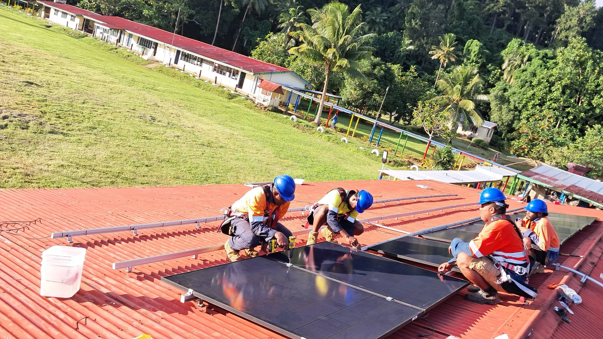 ITF school solar microgrid installation on a remote island in Fiji
